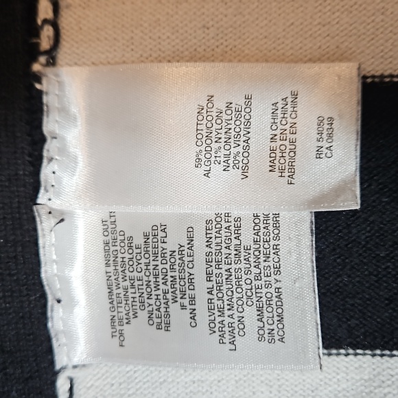 3/$45-Anne Klein Striped Knit Short Sleeve Shirt with Side Zip, Medium - Picture 11 of 13